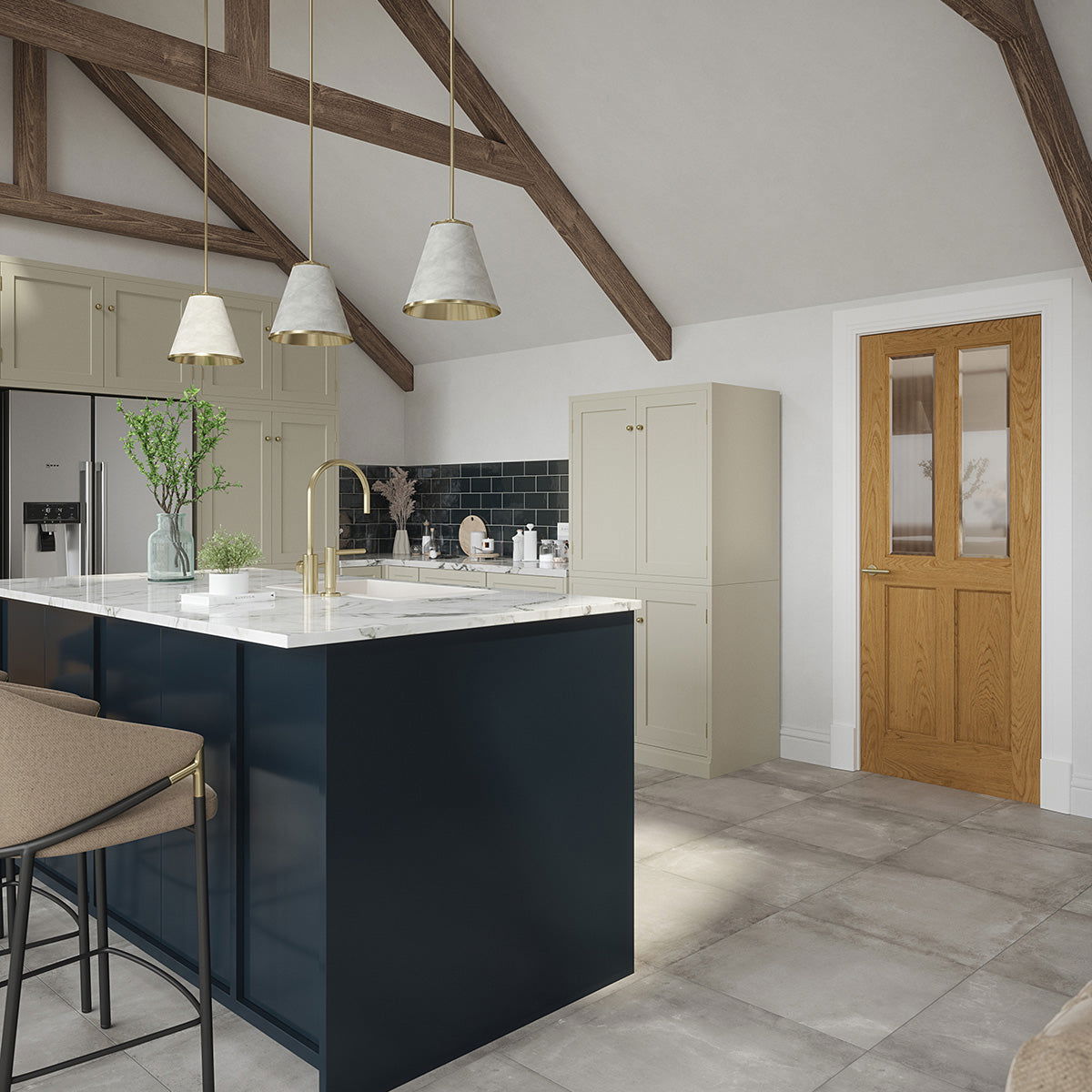 ADDISON PRE-FIN OAK BEV GLASS DOOR - Woodworkers.ie -