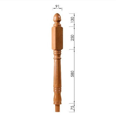 Achill Long Square Fluted Newel Post - Woodworkers.ie -