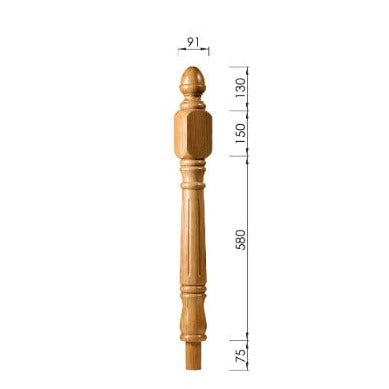 Achill Short Square Fluted Newel Post - Woodworkers.ie -