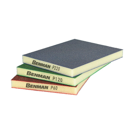 BENMAN 2 SIDED SANDING PAD P60 (123X98X12.5MM) RED - Woodworkers.ie -