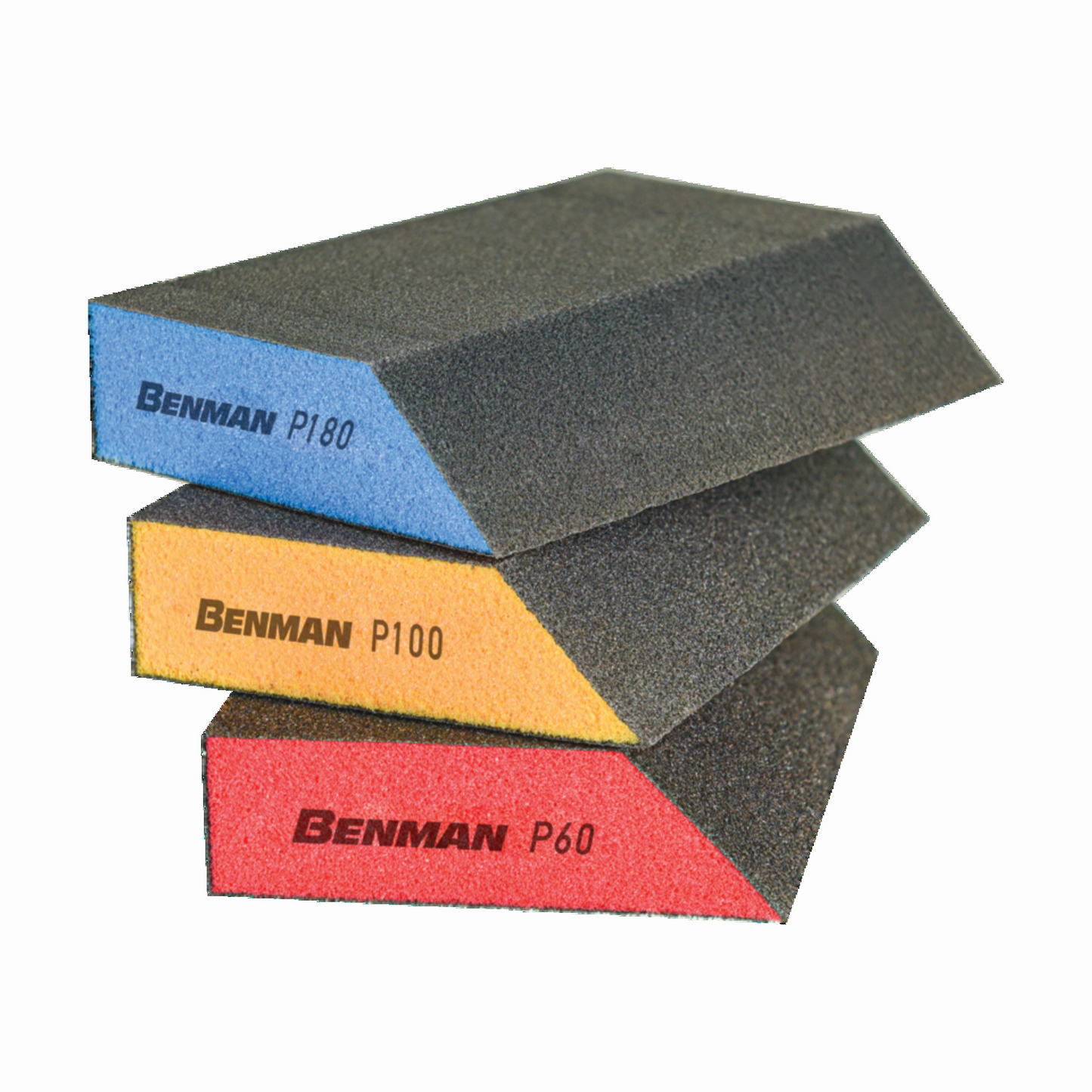 BENMAN 4 SIDED ANGLED SANDING BLOCK P180 BLUE(125X90X25MM) - Woodworkers.ie -