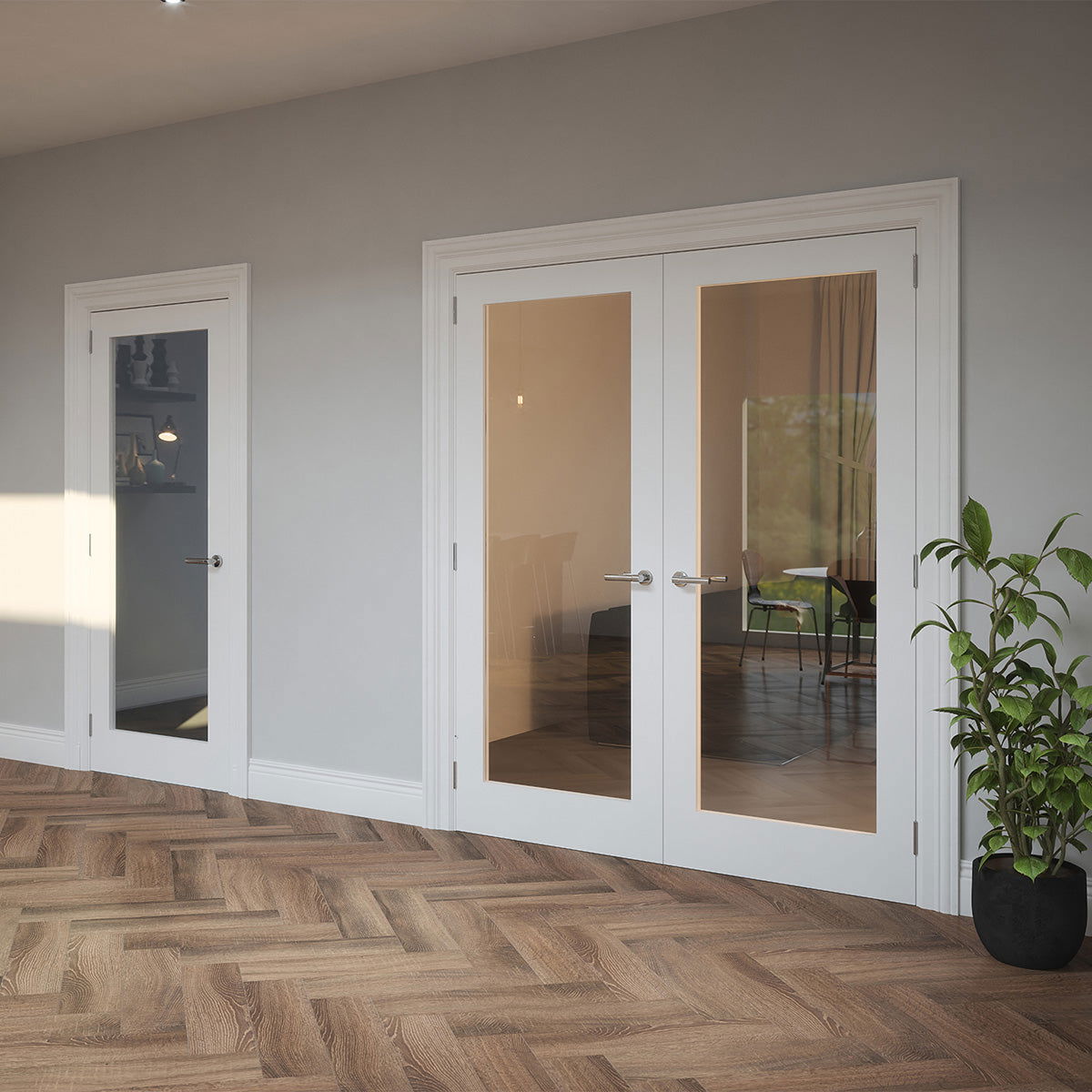 BOSTON SHAKER PRIMED DOOR CLEAR GLAZED - Woodworkers.ie -
