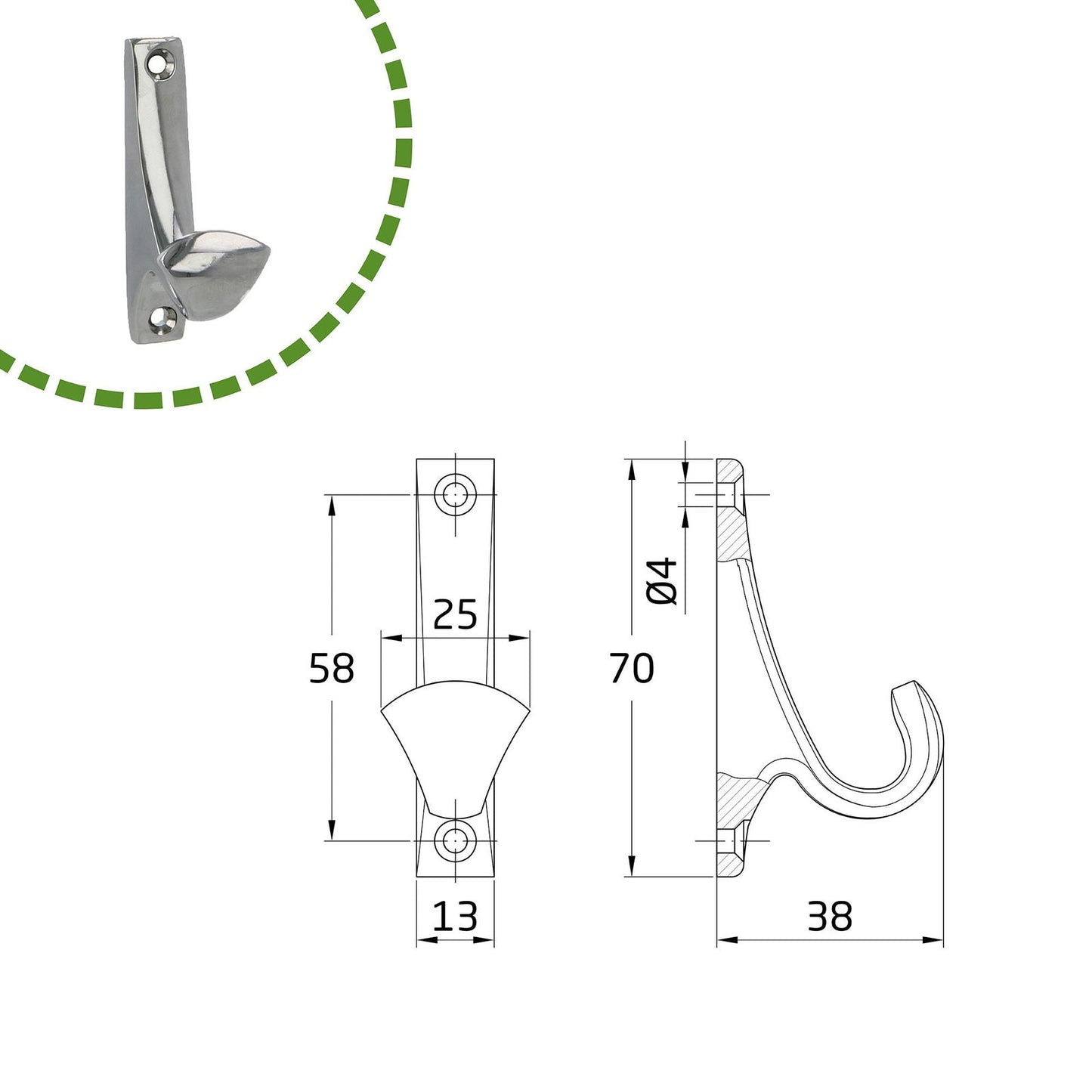 C.P COAT HOOK MOD 50 - Woodworkers.ie -