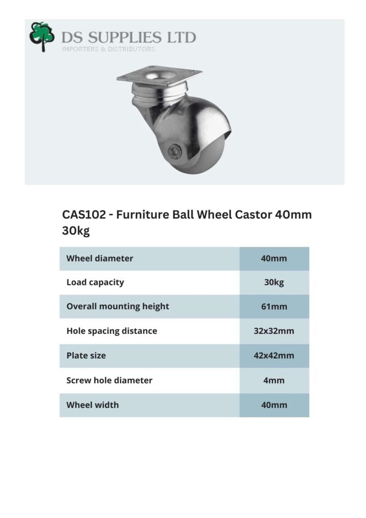 Furniture Ball Wheel Castor 40mm 30kg