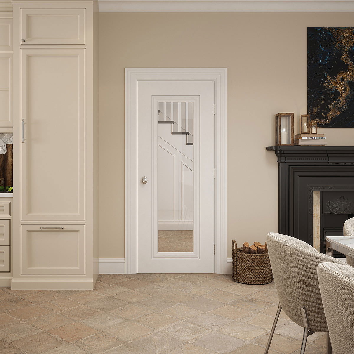 CHARLESTON 1P CLEAR GLASS WHITE PRIMED DOOR - Woodworkers.ie -