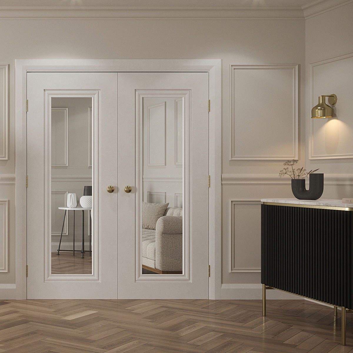 CHARLESTON 1P CLEAR GLASS WHITE PRIMED DOOR - Woodworkers.ie -
