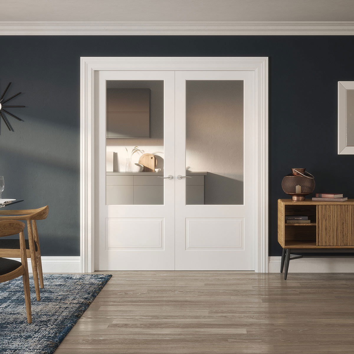 DOVER 1P/1L CLEAR GLAZED WHITE PRIMED DOOR - Woodworkers.ie -