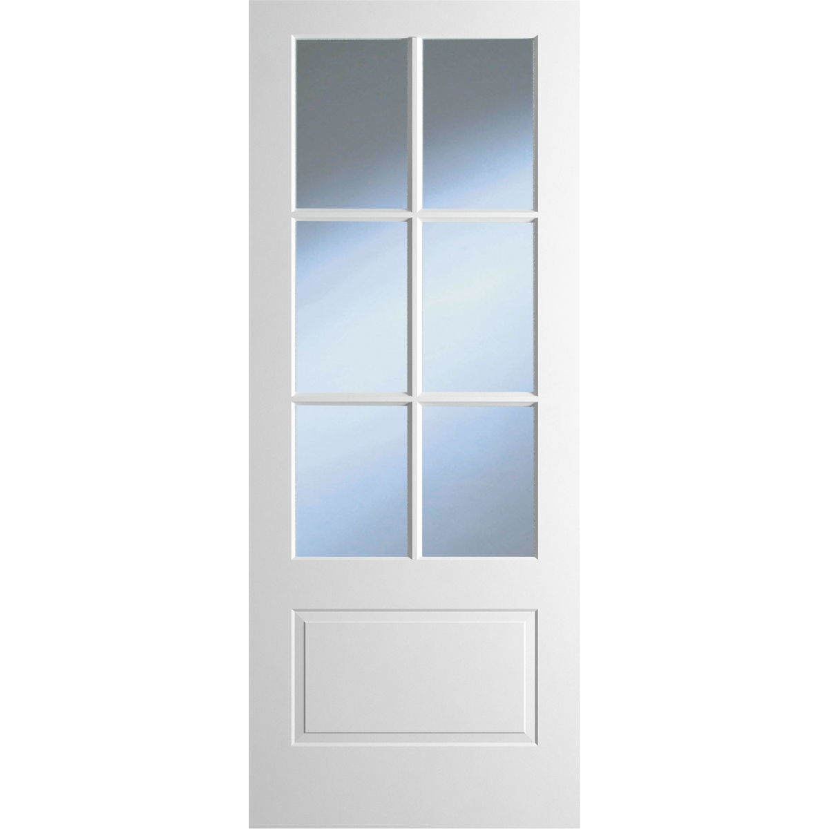DOVER MARINA 1P/6L GLAZED WHITE PRIMED DOOR - Woodworkers.ie -