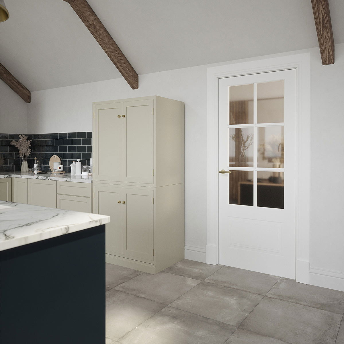 DOVER MARINA 1P/6L GLAZED WHITE PRIMED DOOR - Woodworkers.ie -