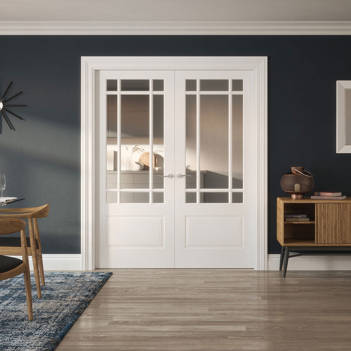DOVER TEMPLAR 1P/9L GLAZED WHITE PRIMED DOOR - Woodworkers.ie -