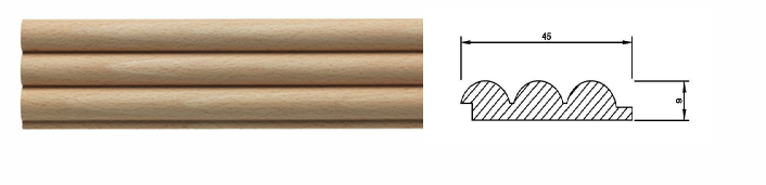 DECORATIVE REEDED STRIP 5 X 9 X 2440 THREE REED