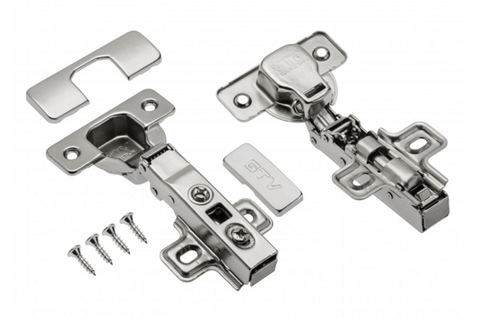GTV 35MM SOFT CLOSE HINGE 110 ° WITH CLIP ON PLATES PER PAIR - Woodworkers.ie -