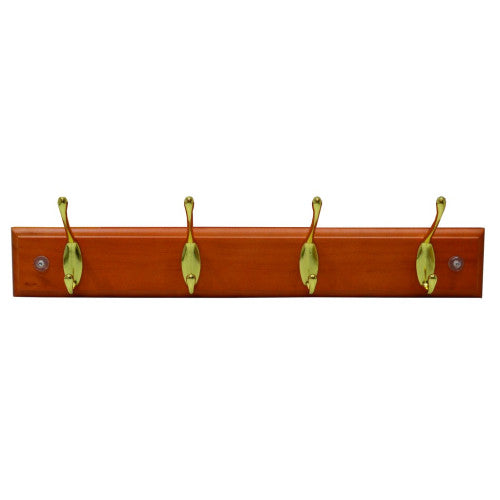 CENTURION BRASS HAT & COAT RAIL ANTIQUE PINE