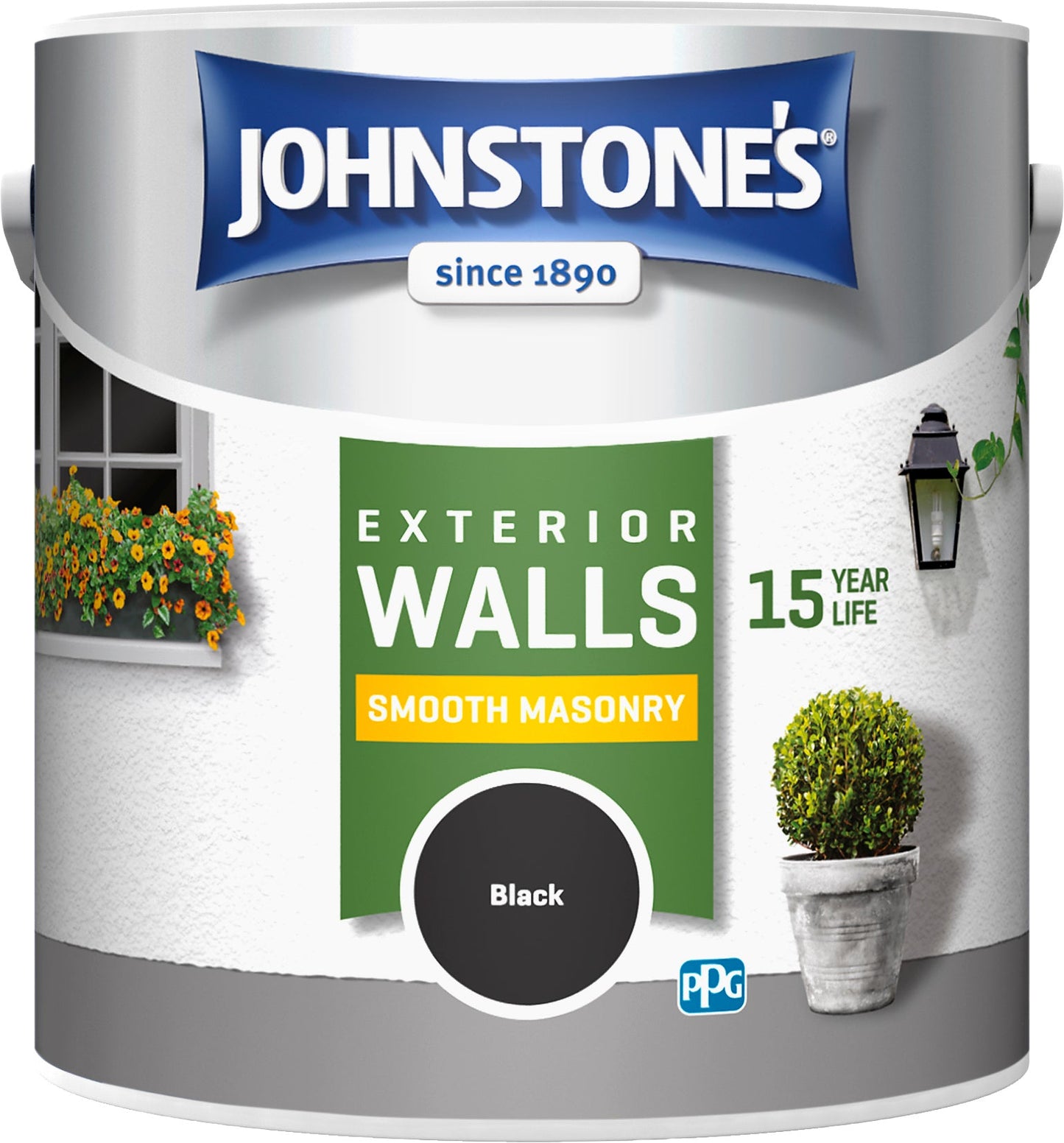 JOHNSTONE'S MASONRY PAINT BLACK 2.5LT - Woodworkers.ie -