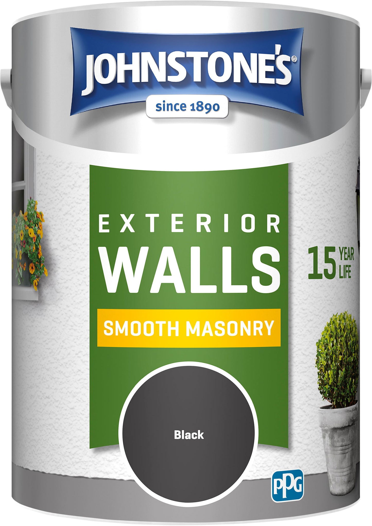 JOHNSTONE'S MASONRY PAINT BLACK 5LT - Woodworkers.ie -