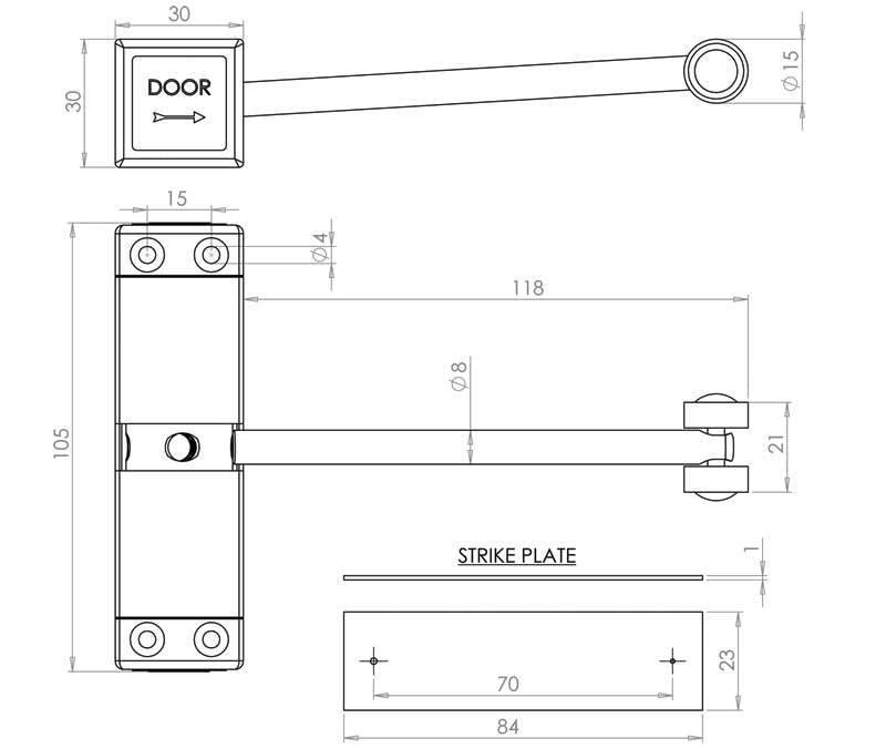 SURFACE MOUNTED DOOR CLOSER WHITE