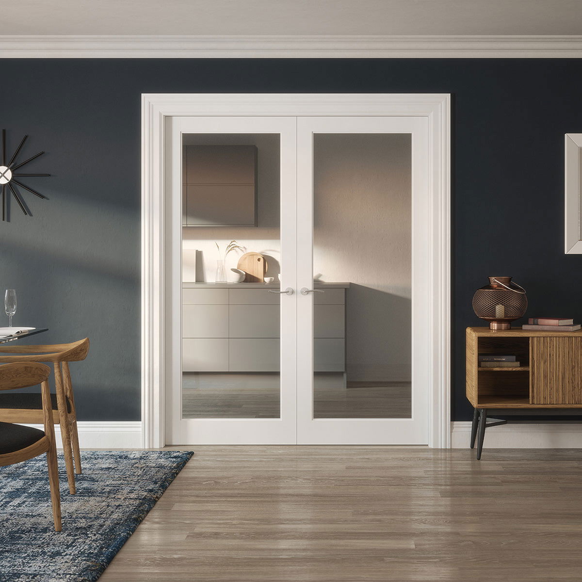 KENMORE WHITE PRIMED CLEAR GLAZED DOOR - Woodworkers.ie -