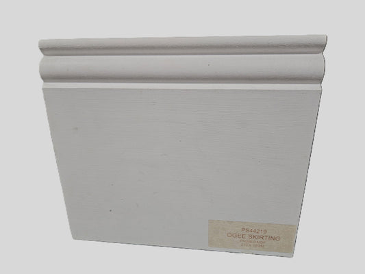 Primed M.D.F.  9"Skirting Ogee 219mm  X 4.4mt - Woodworkers.ie -