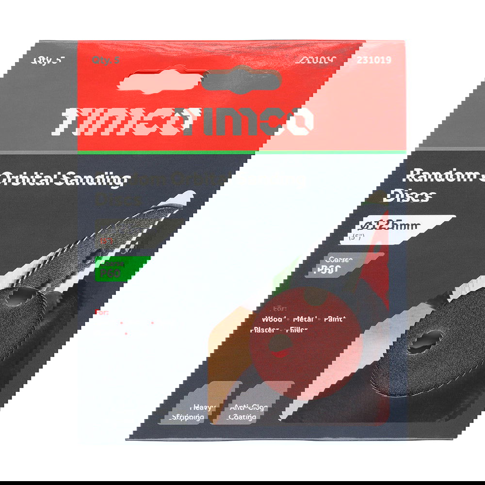 TIMCO 125MM RANDOM ORBITAL SANDING DISCS 60 GRIT - Woodworkers.ie -