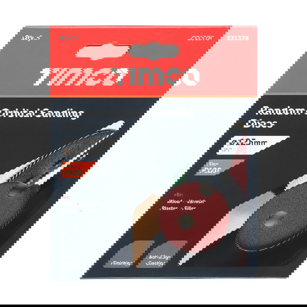 TIMCO 125mm RANDOM ORBITAL SANDING DISCS 120 GRITT - Woodworkers.ie -