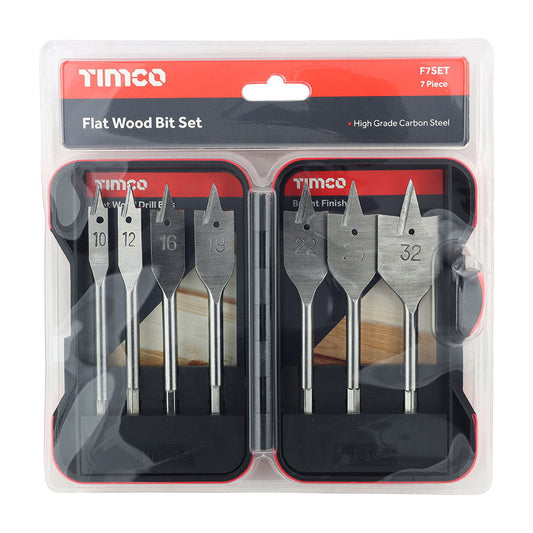 TIMCO 7PC FLAT WOOD BIT SET - Woodworkers.ie -