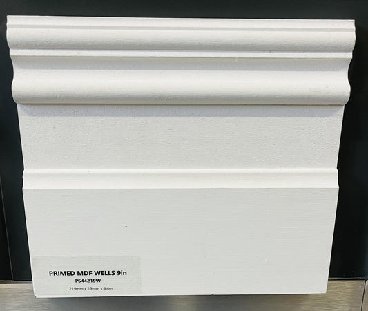 Primed MDF  9" Wells- Skirting 219mm  X 4.4mt