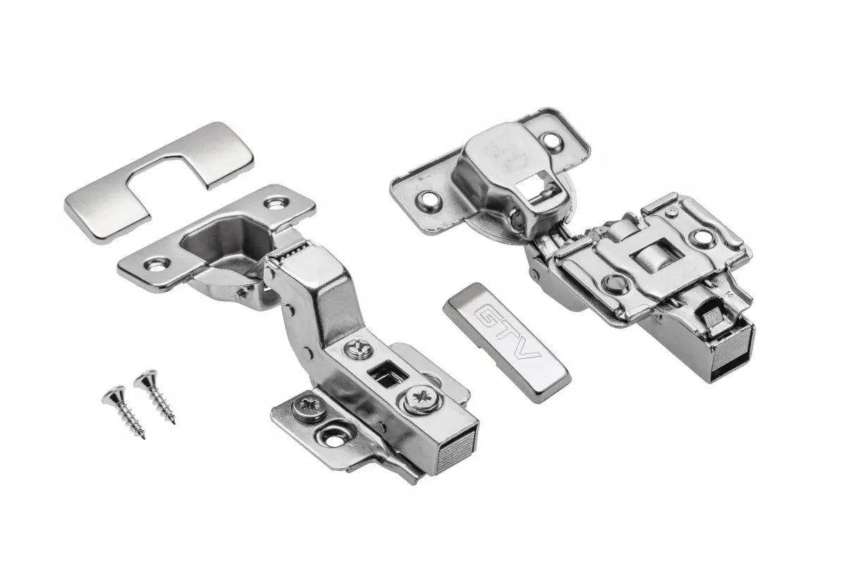 GTV SOFT CLOSE 35MM INSET HINGE 110 ° WITH CLIP ON PLATES PER PAIR