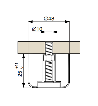 GL13 ADJUSTABLE GLIDE  48MM DIA  27MM HEIGHT