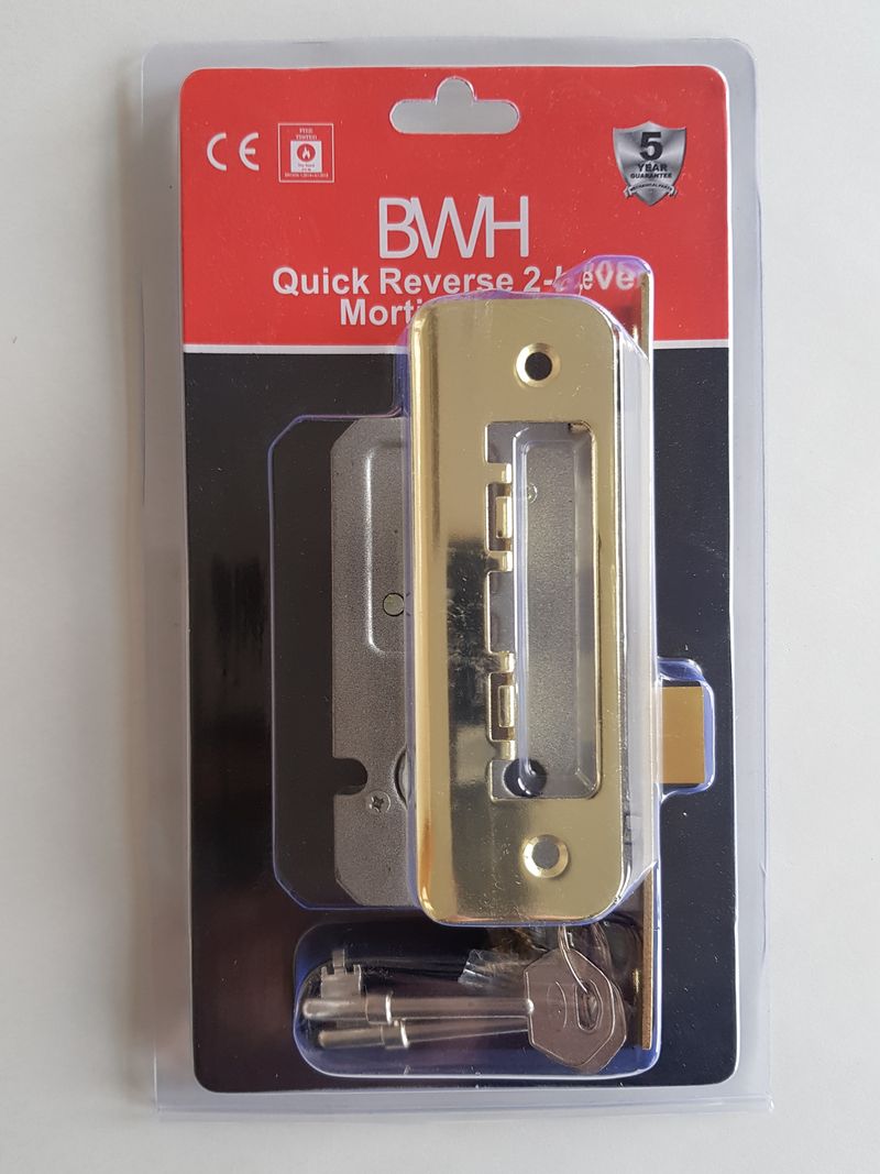 2 LEVER MORTICE LOCK BRASS 63mm - Woodworkers.ie - 