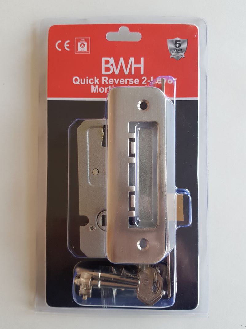 2 LEVER MORTICE LOCK SATIN NICKLE  63mm - Woodworkers.ie - 