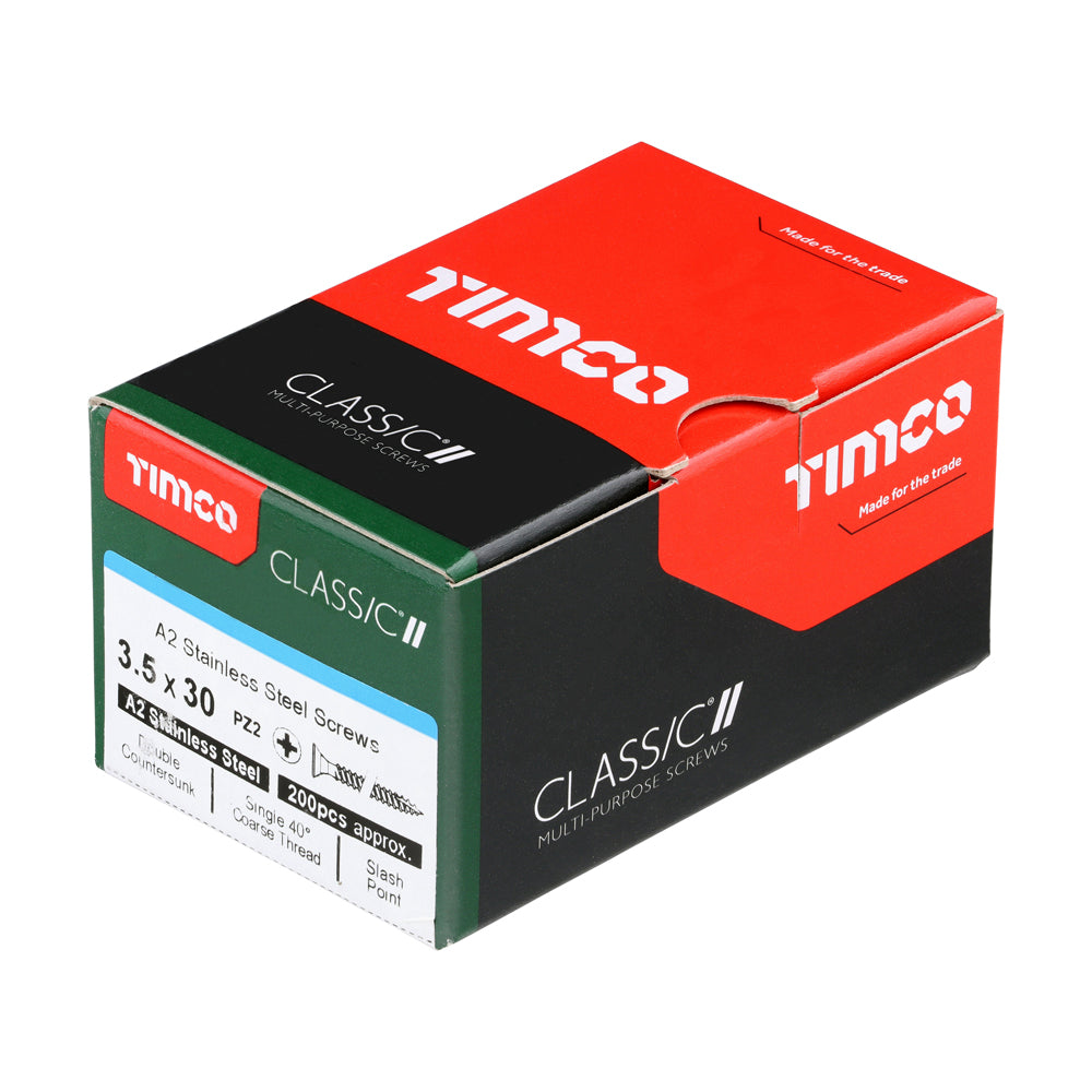 Timco Classic Stainless Steel Screw Pz2 Csk -A2 (20 Variants Available )