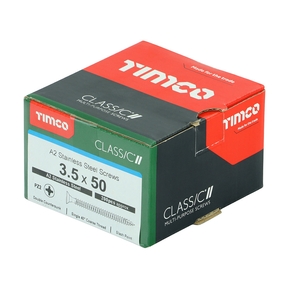 Timco Classic Stainless Steel Screw Pz2 Csk -A2 (20 Variants Available )