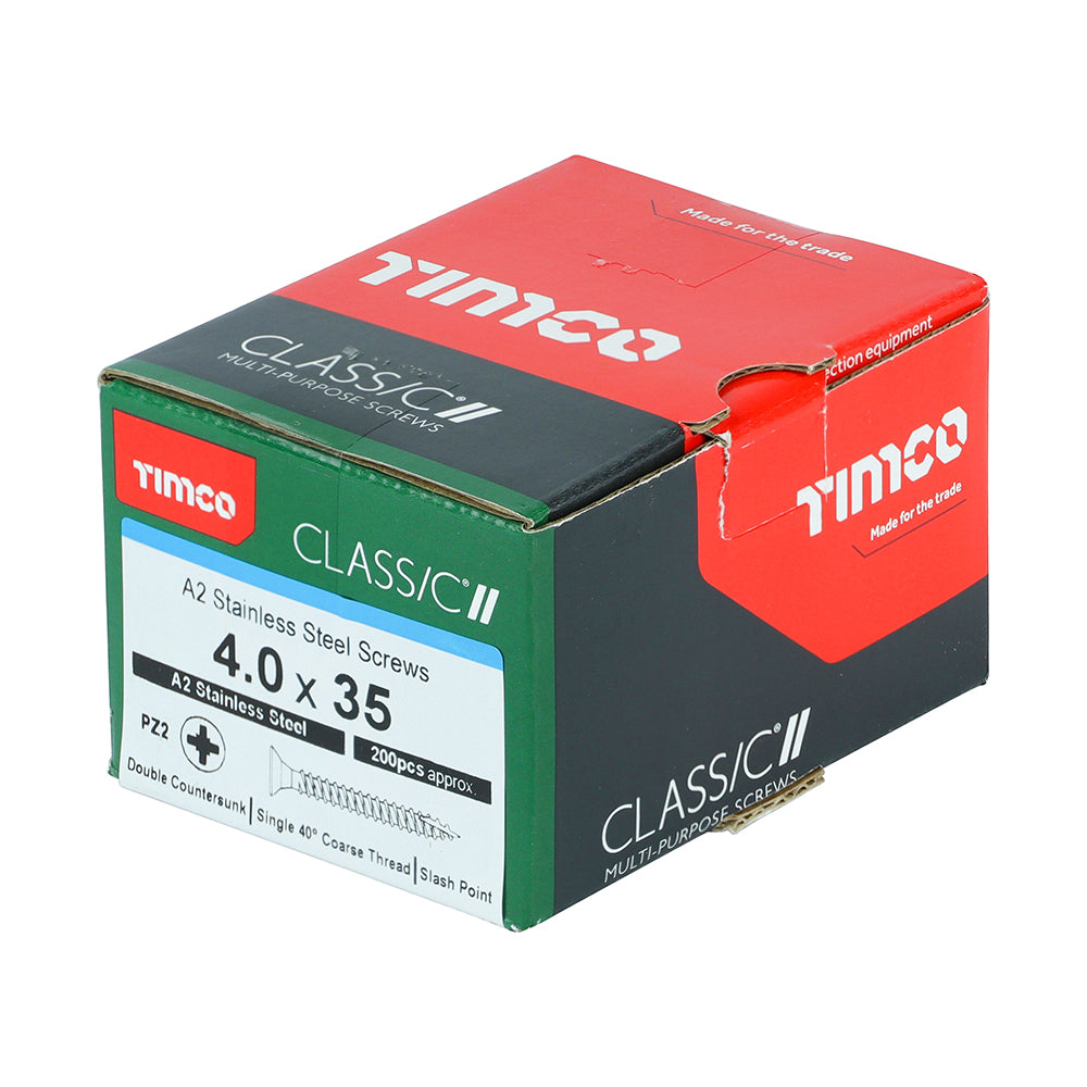 Timco Classic Stainless Steel Screw Pz2 Csk -A2 (20 Variants Available )