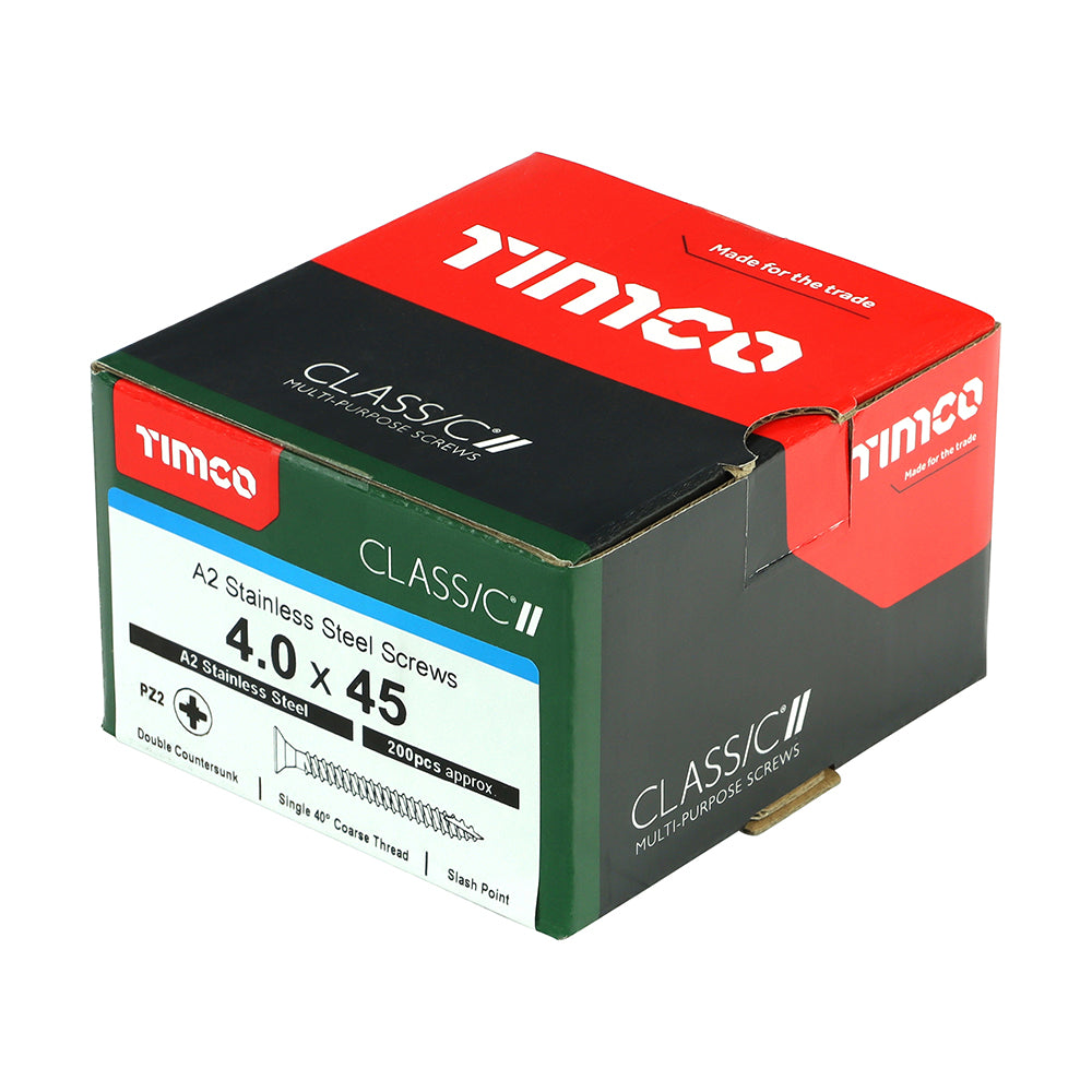 Timco Classic Stainless Steel Screw Pz2 Csk -A2 (20 Variants Available )