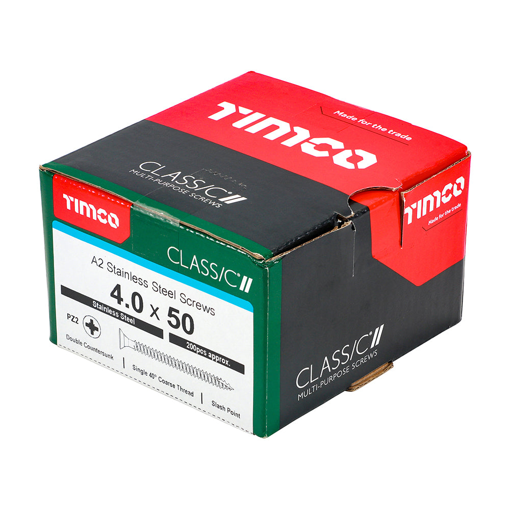 Timco Classic Stainless Steel Screw Pz2 Csk -A2 (20 Variants Available )