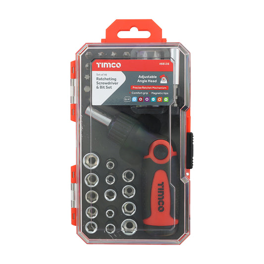 TIMCO 46PCS RATCHETING SCREWDIVER BIT SET