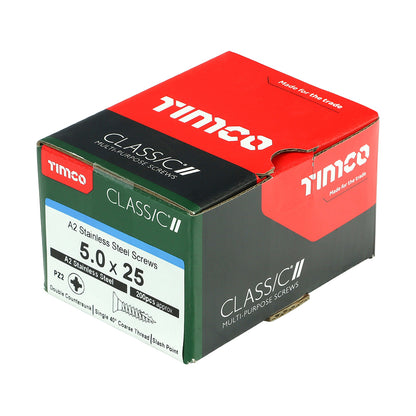 Timco Classic Stainless Steel Screw Pz2 Csk -A2 (20 Variants Available )