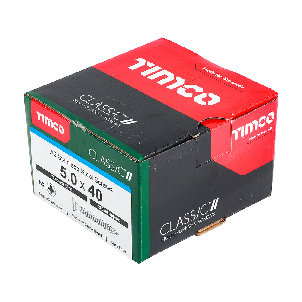 Timco Classic Stainless Steel Screw Pz2 Csk -A2 (20 Variants Available )