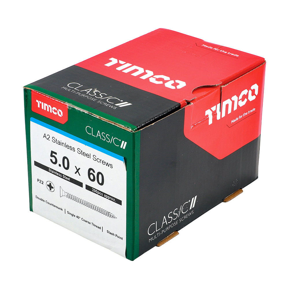 Timco Classic Stainless Steel Screw Pz2 Csk -A2 (20 Variants Available )