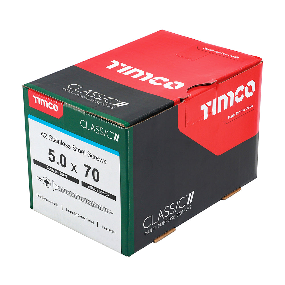 Timco Classic Stainless Steel Screw Pz2 Csk -A2 (20 Variants Available )