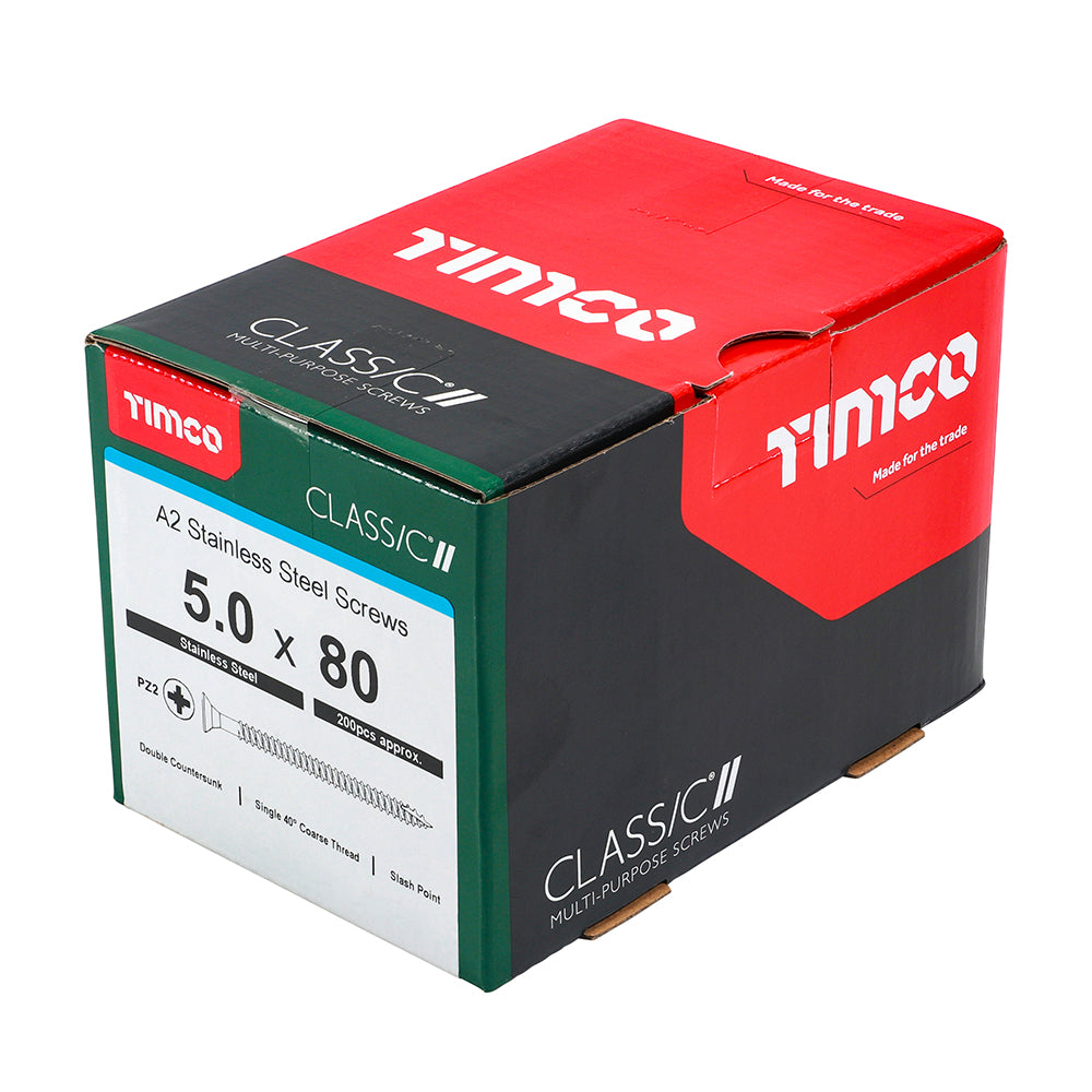 Timco Classic Stainless Steel Screw Pz2 Csk -A2 (20 Variants Available )