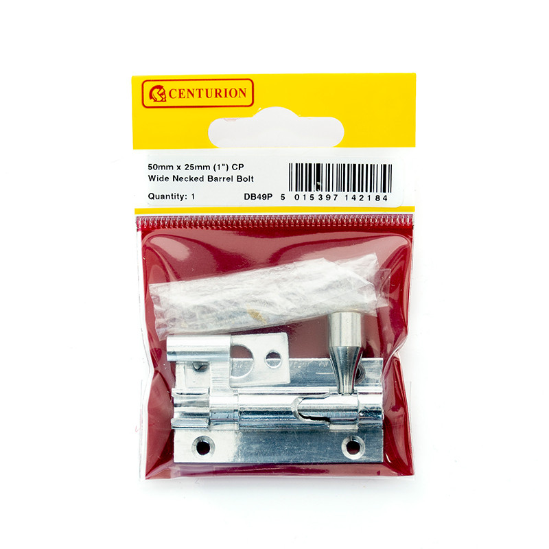 50mm X 25mm CP WIDE NECKED BARREL BOLT - Woodworkers.ie - 