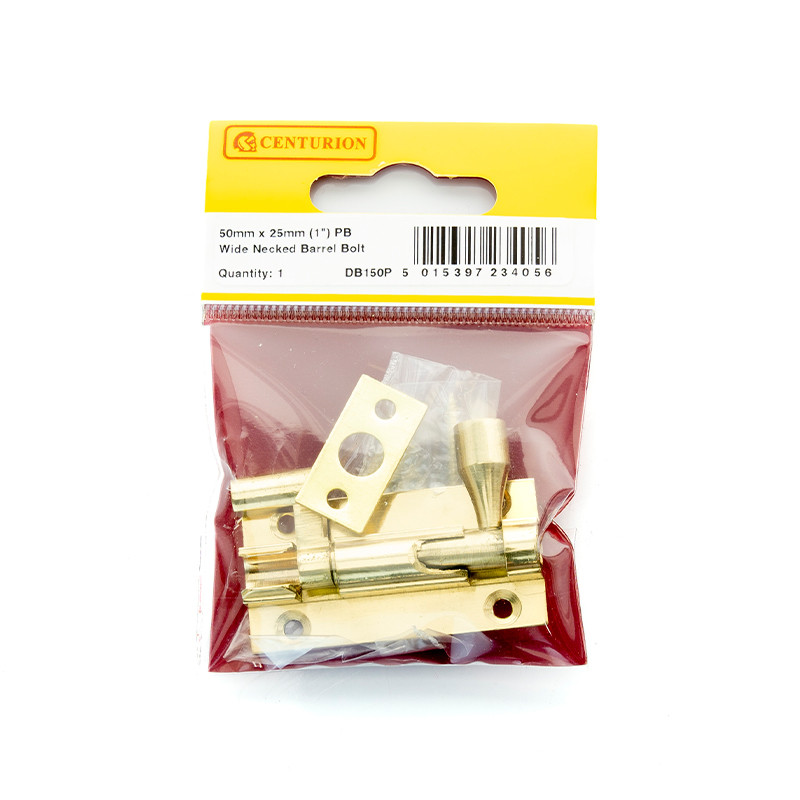 50mm X 25mm PB WIDE NECKED BARREL BOLT - Woodworkers.ie - 
