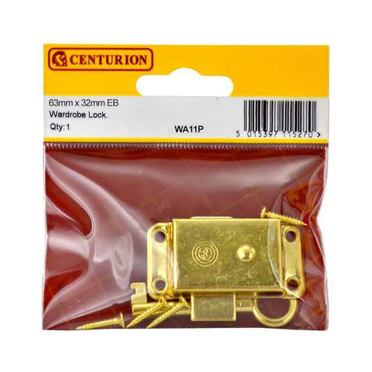 63mm BRASS WARDROBE LOCK & KEY - Woodworkers.ie - 