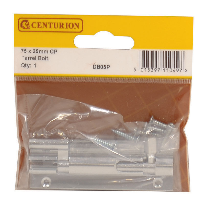 63mm X 25mm  CP WIDE NECKED BARRELL BOLT - Woodworkers.ie - 