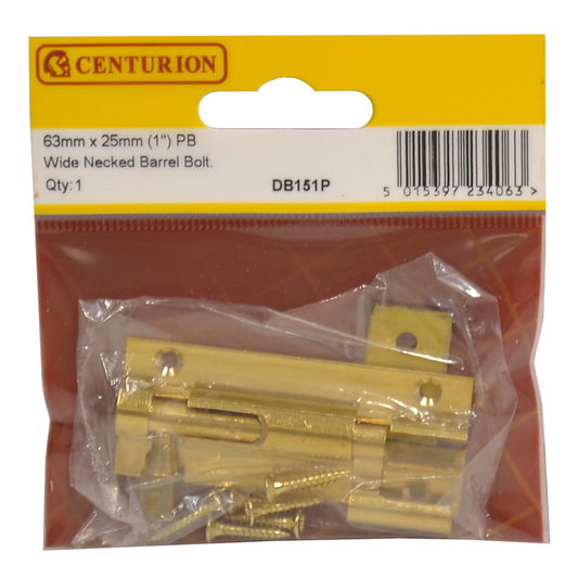 63mm X 25mm PB NECKED BARREL BOLT - Woodworkers.ie - 