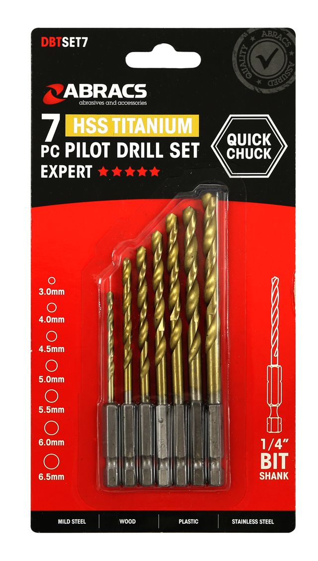 ABRACS 7PC HSS PILOT DRILL SET