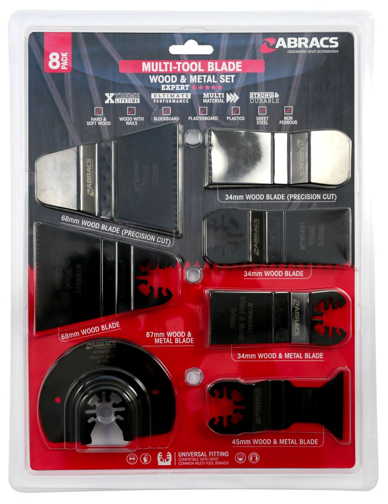 ABRACS 8pcs MULTI-TOOL WOOD & METEAL SET