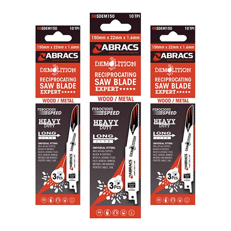 ABRACS RECIPROCATING BLADES WOOD/METAL 150MM