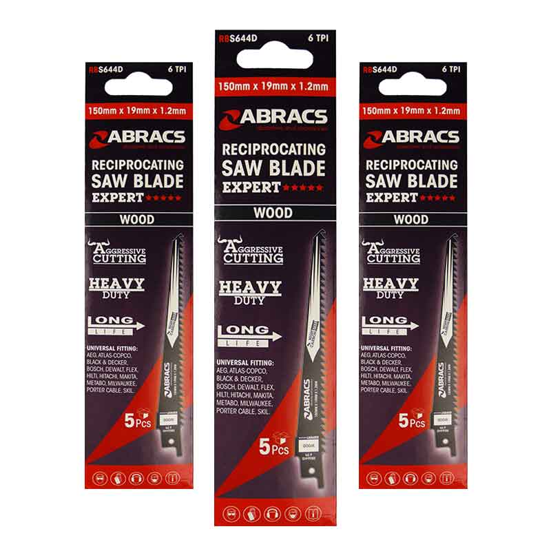 ABRACS RECIPROCATING BLADES WOOD 150MM